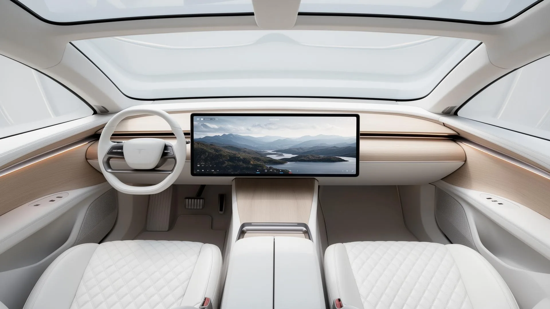 Minimalist luxury electric vehicle interior